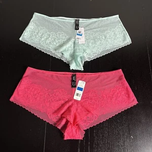 NWT NATORI Womens XL Flora Mesh Girl Brief Boyshort Panties Lot of 2 Pair 776150 - Picture 1 of 4