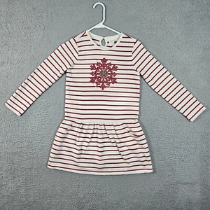 Gymboree Dress Girl 10 Ivory/Red Stripes Holiday Red Gem Snowflake Christmas - Picture 1 of 11