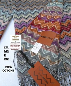 Plaid Missoni Cm. 145 x 190 Mit Fransen Trikotk Baumwolle 100% - Picture 1 of 14