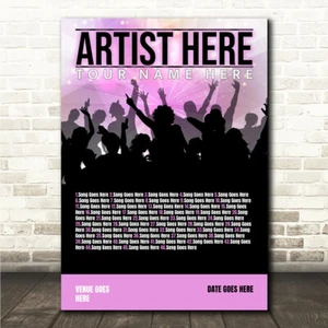 Konzert Setlist Poster Druck Leinwand Pink Konzert - Jeder Künstler, Datum, Gig, Veranstaltungsort - Bild 1 von 9