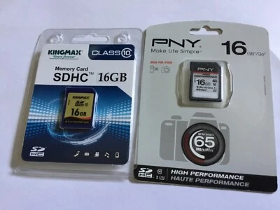 Lot of 2pcs 16gb PNY +Kingmax SDHC Memory Card for SDHC Nikon canon cameras - Image 1 of 3