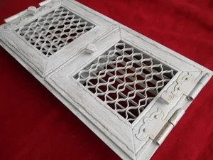 Kamin Ofen Gitter LÜFTUNGSGITTER Luftgitter retro weiß 19x38 2-flügelig mit Tür - Bild 1 von 3