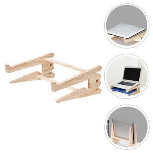 Laptop Cooling Rack Notebook Computer Desktop Stand Wooden Computer Stands - Photo 1/12
