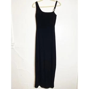 Vintage Y2K 90s Jessica McClintock Gunne Sax Black Goth Velvet Maxi Dress M - Picture 1 of 5