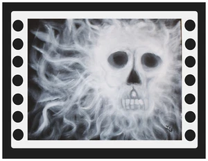 Va Artist Art Designed Digital Greeting Cards Pack - Biker Flaming Skull 5pk - Picture 1 of 3