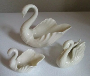 3er Set Lenox Elfenbein Farbe Gold Schwäne Made In USA 2 Offener Salzkeller - Bild 1 von 3