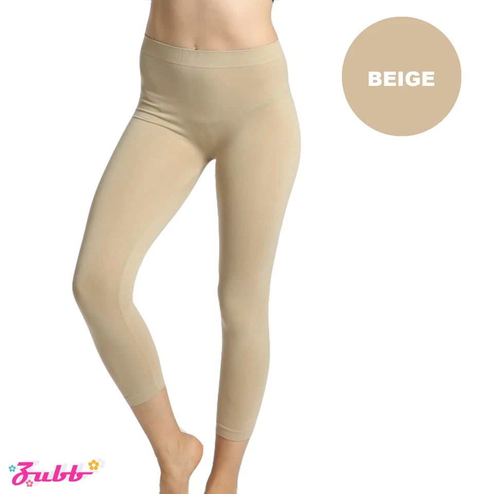 Basic Solid Stretch Seamless Capri Legging Pants Yoga Comfy Cropped Slim Fit - Image 1 of 1