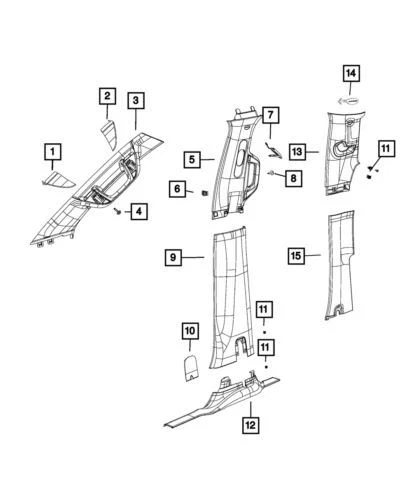Panel de ajuste de pilar delantero derecho genuino Mopar 2019-2021 Ram 1500 B 6DQ04HL1AH Foto 1 de 1