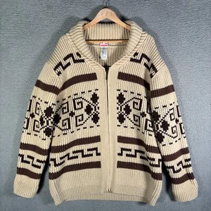 Cárdigan suéter chal de lana de cordero estilo Cowichan XL License to Wear para hombre - Imagen 1 de 8
