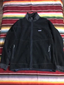 Vintage 80s Patagonia Big Label Fleece Kayaking Jacket Full Zip Black XL USA - Picture 1 of 7
