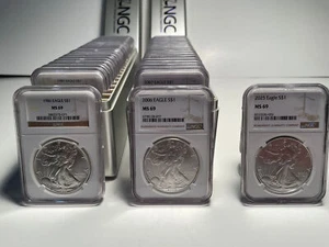 1986 - 2025 AMERICAN SILVER EAGLE 41 COIN SET NGC MS69 BROWN PREMIUM COINS PQ - Picture 1 of 2