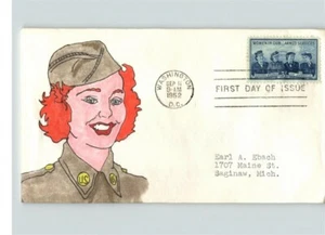 Hand Painted WOMEN in our ARMED SERVICES, 1952 FDC # 1 of 1 made - Picture 1 of 1