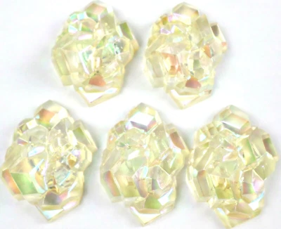 5 Vintage Jonquil AB Faux Lava Rock Kryptonite Cabochons Cabs Finding 45x34mm - Image 1 of 4