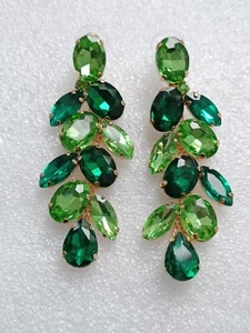 1 paar Ohrringe  oval Tropfen Acryl goldfarben/Grün Modeschmuck M2 - Bild 1 von 5