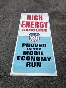 Vintage Mobil Gasoline United States Auto Club Cloth Banner LAST ONE - Bild 1 von 4