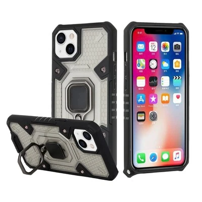 GSA Honeycomb Hybrid Case with Ring Stand for iPhone 13 - Smoke/Black - Image 1 of 2