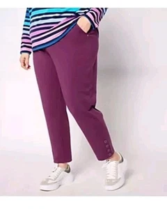 Sport Savvy Regular Brushed French Terry Pull-On Pant LARGE A655606 NWT, Plum - Picture 1 of 5