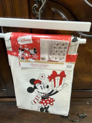 NUEVA CORTINA DE DUCHA DISNEY MICKEY & MINNIE MOUSE TELA NAVIDEÑA 72” Foto 1 de 3