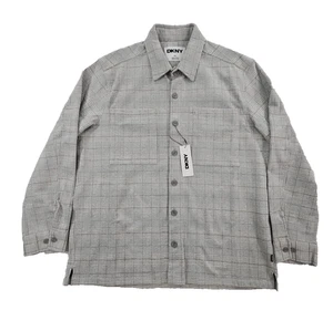 Camisa DKNY Peso Pesado Abotonada Cazadora Nueva con Etiquetas Para Hombre XL Gris Pata de Gallo NUEVA - Imagen 1 de 16