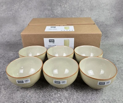 Denby Dinner Small Bowls Set Light Yellow x 6 Breakfast Pottery Heritage Veranda