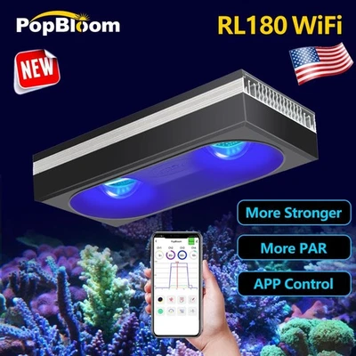 PopBloom RL180 WiFi Reef LED Aquarium Light for Saltwater Marine Coral SPS LPS - Image 1 of 4