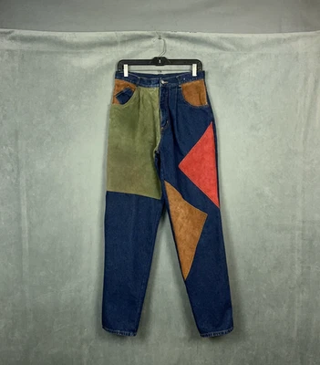 Vintage Machine Jeans Womens Jeans Size 26x33 Suede Patchwork High Rise Mom Jean - Image 1 of 4