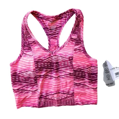 Sujetador deportivo Nine West Active para mujer rosa a rayas soporte medio atletismo talla L Foto 1 de 4