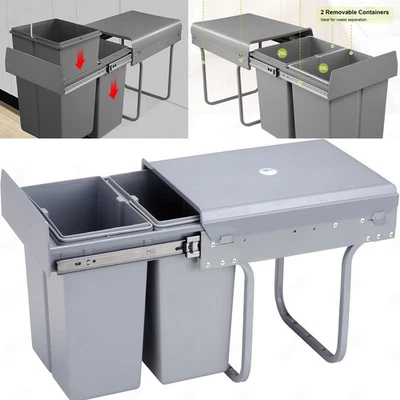 Einbaumülleimer küche Einbauabfalleimer Ausziehbarer Mülleimer Müllsystem 2x20L - Bild 1 von 4