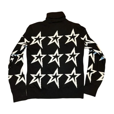 Nuevo con etiquetas Suéter Antonio Melani Estrellas Blanco y Negro Cuello Alto Talla Mediana  Foto 1 de 4