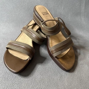 Stuart Weitzman Wedge Sandals Womens 7.5 Brown Slingback 2" Wedge Leather Upper - Picture 1 of 20