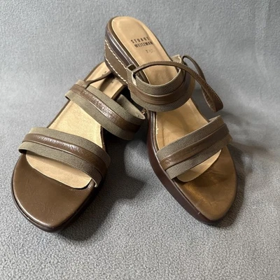 Stuart Weitzman Wedge Sandals Womens 7.5 Brown Slingback 2" Wedge Leather Upper - Image 1 of 4