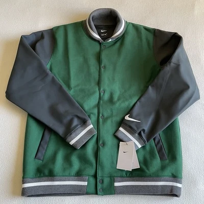 Jaqueta Nike masculina tamanho grande equipe verde Letterman Varsity - Imagem 1 de 4