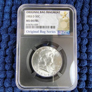 1953-D Franklin Silver Half Dollar - Denver Mint - NGC MS 64 FBL - Original Bag - Picture 1 of 16