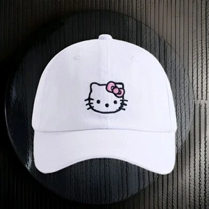 Hello Kitty Sanrio Adult Unisex White Embroidered Baseball Cap Hat Adjustable - Picture 1 of 5