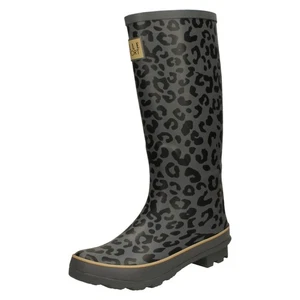 LADIES ELLE X1274 LEOPARD PRINT FULL LENGTH WELLINGTONS - Picture 1 of 18