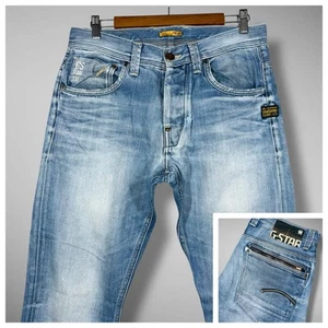 G Star Raw Jeans Mens 32x32 Attacc Low Straight Blue Denim Zipper Pocket - Picture 1 of 14