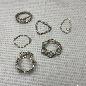 Lote (6) Brazalete Brazalete Tono Plata Elastizado De Colección a Ahora Estate - Imagen 1 de 11