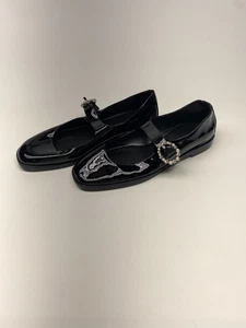 Stuart Weitzman Womens Loralei Crystal Mary Jane Black Patent Leather Shoe Sz 8B - Picture 1 of 10