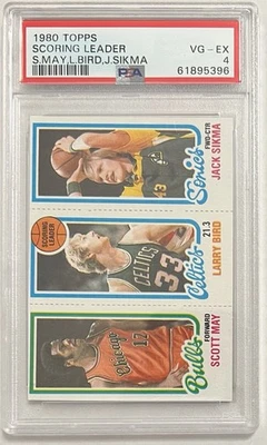 1980-81 Topps Scoring Leader Larry Bird, Jack Sikma, & Scott May PSA 4 - Image 1 of 2