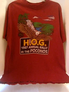 Vintage HOG~HARLEY-DAVIDSON 1987 RALLY IN THE POCONOS~T-SHIRT STROUDSBURG PA SCHOCH - Bild 1 von 12
