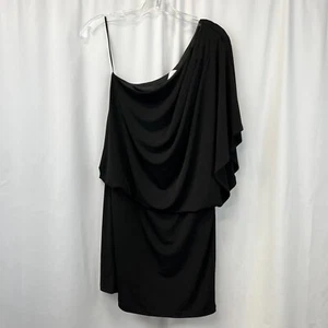 Jessica Simpson Womens Black Stretch Draped One Shoulder Mini Dress Size Small - Picture 1 of 9