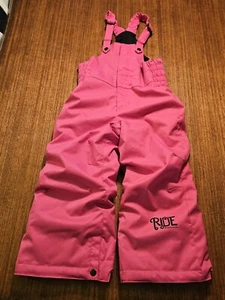 3T Ride Snowboard Pants Unisex Youth Toddler Insulated Pink Bib - Picture 1 of 8