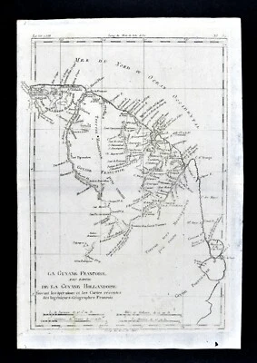1780 Bonne Map Dutch Surinam French Guiana Maroni Marowijne River South America - Image 1 of 2