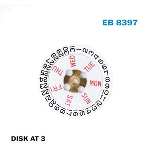 EB 8397 Disk For Swiss Movement, White Date-Day Disk at 3. - Picture 1 of 4