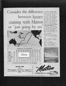 MATSON LINES S.S. MONTEREY LUXUSKREUZFAHRT ODER EINFACH NUR AUF SEE GEHEN 1961 ANZEIGE - Bild 1 von 1