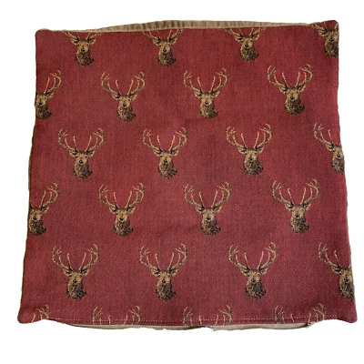 Hines of England Tapestry Pillow Cover Rustic Deer Stag Head 16 x 16  Cleaned - Image 1 of 4