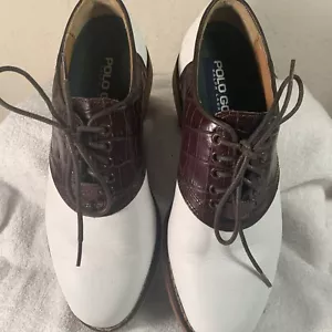 Polo Golf Ralph Lauren Damen Golfschuhe Größe 5,5 B weiß braun Krokodilleder - Bild 1 von 24