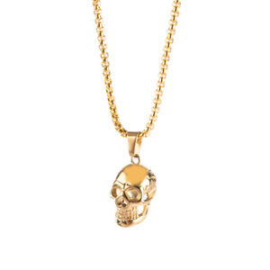 Cool Mens Titanium Steel Skull Pendant Necklace Sweater Chain Halloween Jewelry