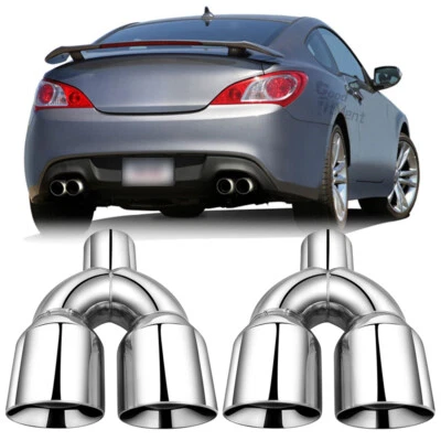 Pair 9.5" Dual Exhaust Tip Pipe 2.5" in 3.5" Out For Hyundai Genesis Coupe Sedan - Image 1 of 4