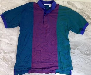 VTG Claiborne Polo Shirt Men Med Golf Rugby Casual Colorblock 100% Cotton - Picture 1 of 5
